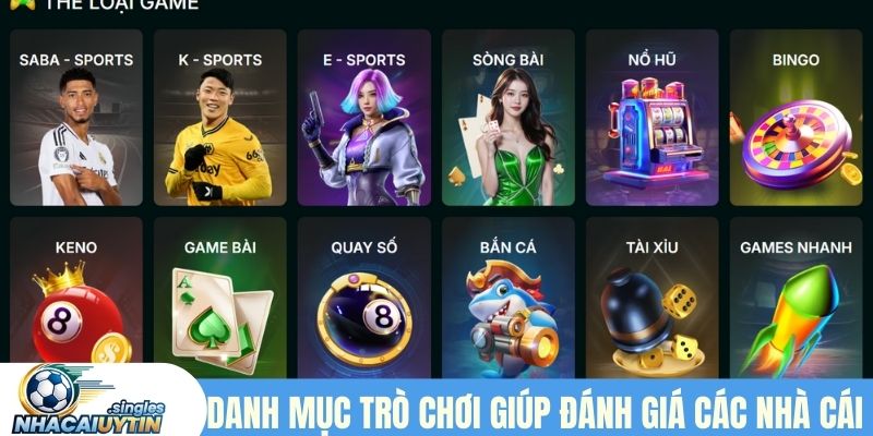 Danh mục trò chơi giúp đánh giá các nhà cái