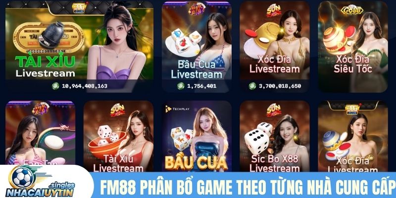 Fm88 phân bổ casino online theo từng nhà cung cấp