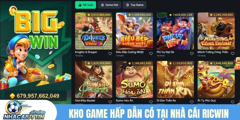Kho game hấp dẫn có tại nhà cái Ricwin