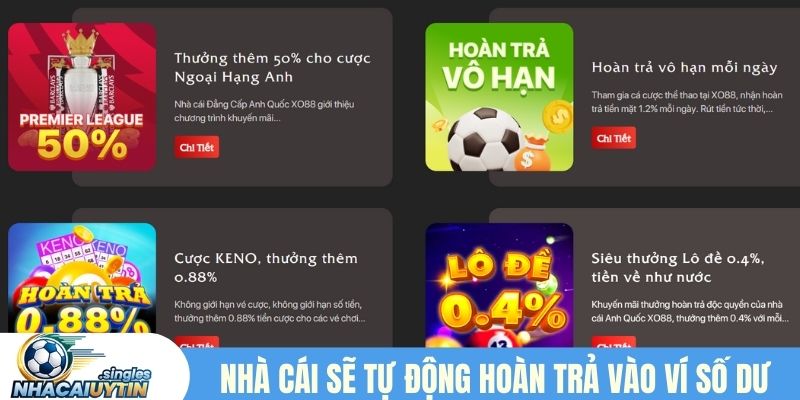 Nhà cái sẽ tự động hoàn trả vào ví số dư