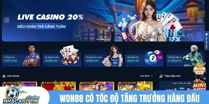 Won88 có tốc độ tăng trưởng hàng đầu châu Á