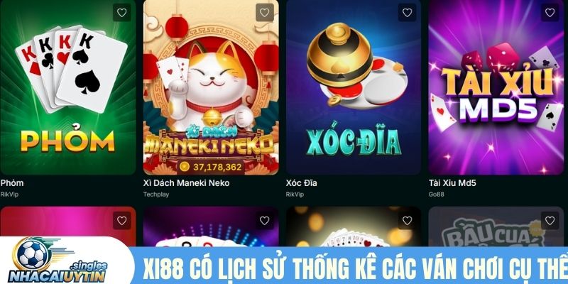 XI88 có lịch sử thống kê các ván chơi cụ thể